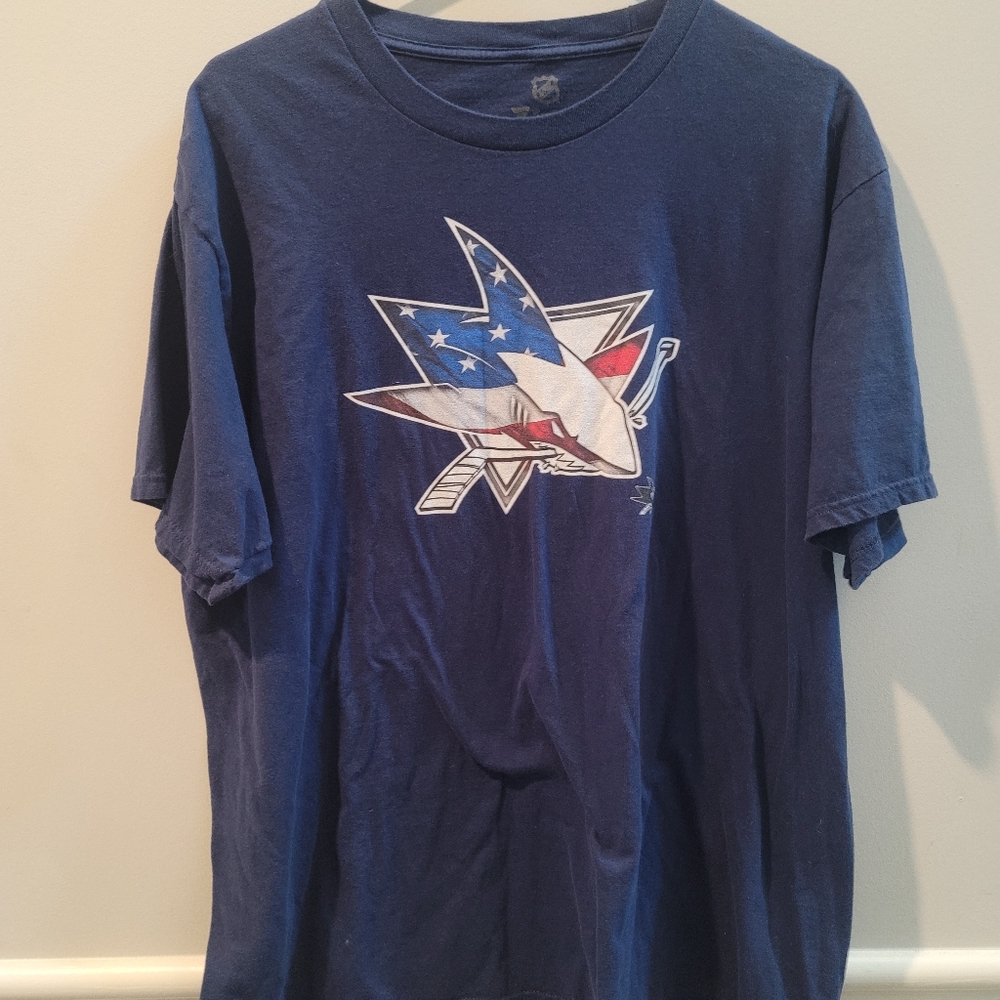 San Jose Sharks T Shirt American Flag  Hockey XL Fanatics NHL